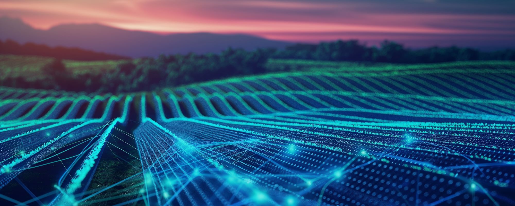 Digital signals running across solar panels