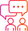 Icon representing two people engaged in a conversation, with speech bubbles indicating dialogue.
