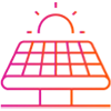 A solar panel icon with a sun above it, symbolizing solar energy