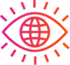 Icon representing a global perspective, with an eye looking out at the world.