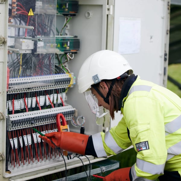 Engineer working on electrical system
