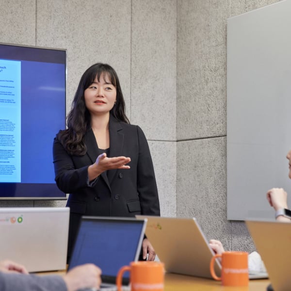 Team member presenting to colleagues