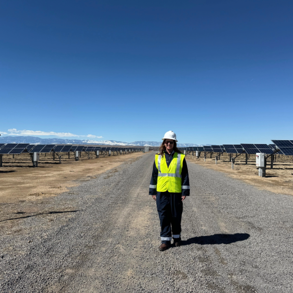 Kristin Paul in PPE at solar farm