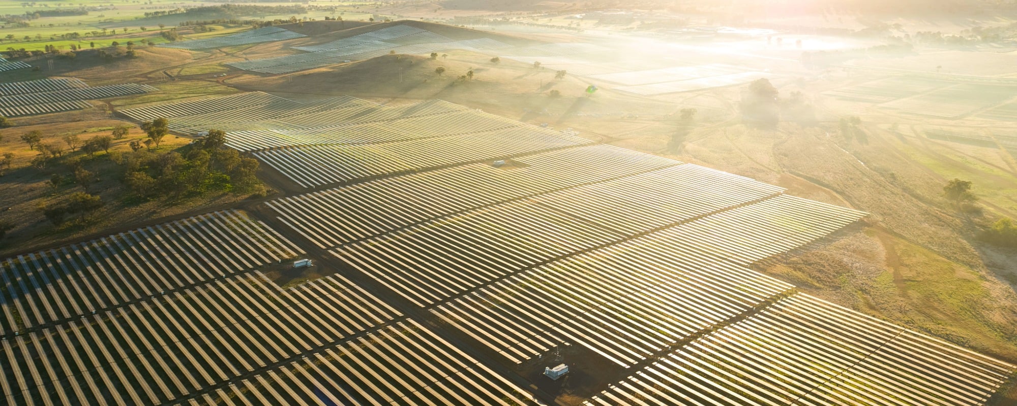 Aerial view of solar panels at Wellington solar farm in Australia